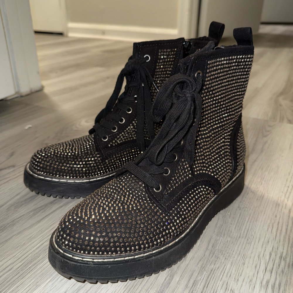 Madden Girl Black Studded Combat Booties